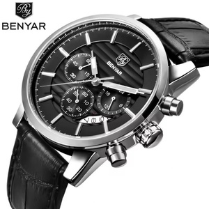 Montre à quartz pour homme BENYAR 5104, marque haut de gamme, style décontracté, bracelet en cuir - Product Image 2
