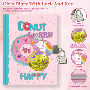 Journaux mignons avec serrure et clé pour les petits enfants, carnet secret pour écrire et dessiner - Product Image 3