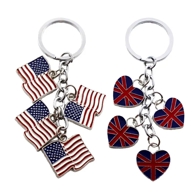 Gantungan kunci kustom Inggris Amerika Serikat Inggris gantungan kunci gantungan kunci logam lunak enamel gantungan kunci bendera negara