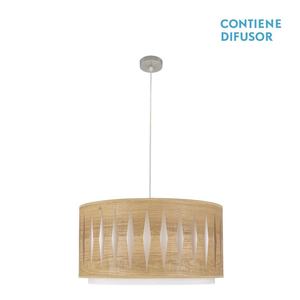 Lampada a sospensione 2xE27 in nichel e legno chiaro, dimensioni 50x50 cm, ideale per illuminazione decorativa e ambientazione di spazi interni. - Product Image 1
