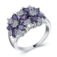 Cincin Bunga Mikro-Inlaid Mata Kuda Warna-warni Wanita Terlaris Perhiasan Mewah Ringan