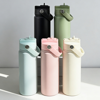 Botellas deportivas personalizadas de 18 oz, termo aislado al vacío, a prueba de fugas, libre de BPA, botella de agua térmica de acero inoxidable para gimnasio y viajes