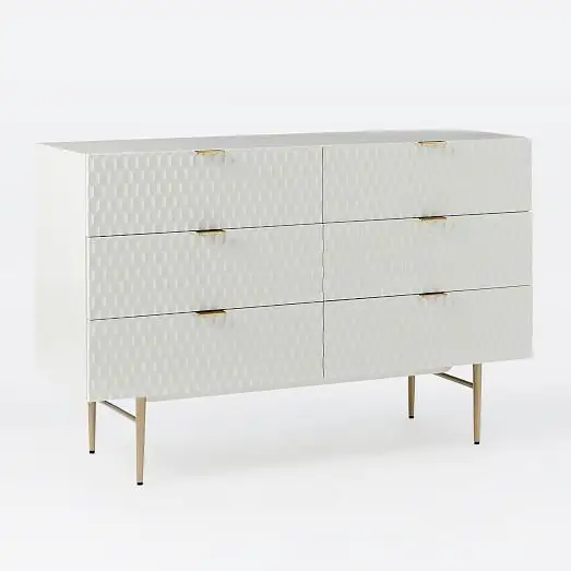 New in 2022 High gloss furniture white 6 drawers cabinet double dresser