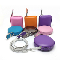 Benutzer definiertes Logo Lila Blau Mode Pu Mini Retract able Disc Leder Rundes Maßband Leder Maßband