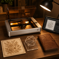 Graveur laser à diode de bureau 20W, cadre en aluminium 400x380mm, découpeur 0,01mm, 300+ matériaux, CE FCC FDA, bois, acrylique, cuir