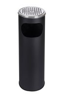 Poubelle extérieure en acier inoxydable, bac à déchets rond avec seau intérieur amovible, noir