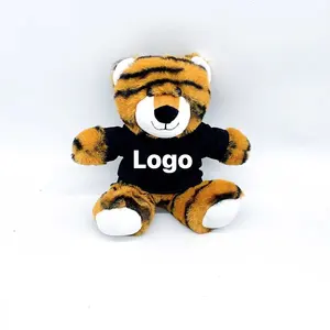 20cm New Design Customized logo cartoon tiger plush toys with shirt sublimated logo cute animal tiger stuffed dolls kids toys