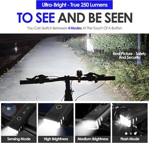 Led xe đạp đèn cho đêm cưỡi phía trước và trở lại USB Sạc xe đạp đèn pha phía sau không thấm nước đuôi an toàn cảnh báo núi - Product Image 2