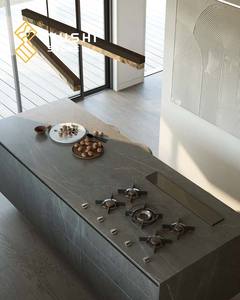 Comptoir en pierre artificielle personnalisé YUSHI, pierre frittée noire, armoire de cuisine pour la décoration de maisons et de villas modernes - Product Image 3