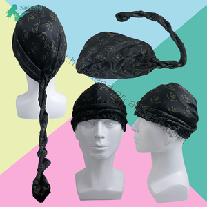 Bonnets d'enveloppe de tête doublés de satin torsadé imprimé de logo personnalisé casquette Durags <span class=keywords><strong>dreadlocks</strong></span> chapeau turban doublé de satin <span class=keywords><strong>pour</strong></span> hommes - Product Image 5