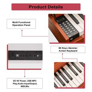 Teclado Electrónico de Madera BD MUSIC BD-886BF de 88 Teclas con Acción de Martillo/Orgán Eléctrico/Piano Digital con 200 Tonos y Ritmos Integrados - Product Image 3