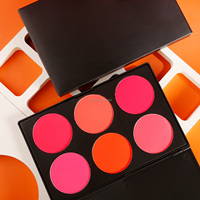 Palette de fards à joues 6 couleurs, maquillage cosmétique, Logo personnalisé, poudre végétalienne pressée à haute teneur en pigments, Offre Spéciale