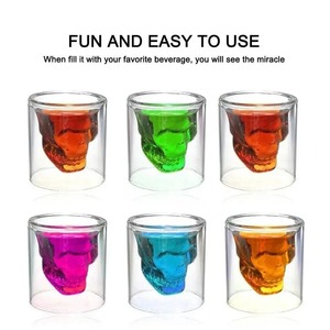 Vaso de Cristal de Doble Pared con Diseño de Calavera para Whisky, Vodka, Cerveza, Vino, Té y Jugo, Ideal para Bares y Clubes - Product Image 4