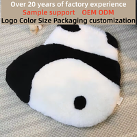 Coussin en laine écologique en forme de panda, coussin en peau de mouton naturelle pour la décoration du salon