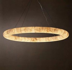 Lustre moderne en albâtre <span class=keywords><strong>Cora</strong></span>, lampes suspendues de luxe dorées, luminaire suspendu en marbre pour salon - Product Image 4
