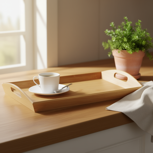 Bandeja de Servir KESPER de Bambú Rectangular con Asas para Servir Café y Té - Product Image 3