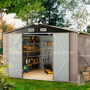 Cobertizo de herramientas marrón para césped al aire libre moderno, cobertizo de almacenamiento de jardín de <span class=keywords><strong>aluminio</strong></span> y Metal impermeable - Product Image 6