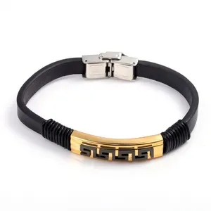 Trendy Jewelry Herren Edelstahl, Stahl Armband Custom ized Logo Mehr schicht iges Leder Armreif Armband für Männer/