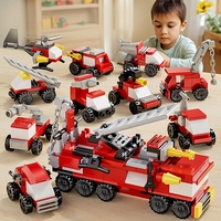 El Coche de Bomberos de Ingeniería Más Popular, 10 en 1, Bloques de Construcción de Plástico ABS, Juguete Educativo de Coche