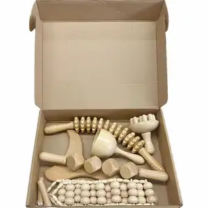 Kit per la terapia del bastone rotante in legno strumenti per il drenaggio linfatico del massaggio del corpo