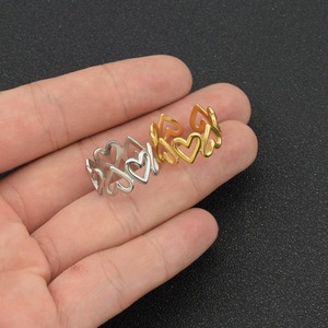 2026 Simple Popular Design Stainless Steel Hollowed Out Love Heart <b>Ring</b> Women's <b>Adjustable</b> <b>Rings</b> Fashion Jewelry For Daily Wear - Product Image 1