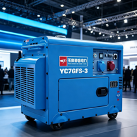 Générateur diesel silencieux 7 kW 230 V Yuchai YC7GFS-3 à châssis ouvert, type insonorisé et résistant aux intempéries pour toutes les saisons