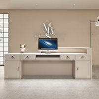 Comptoir de réception de spa moderne en forme de L Bureau d'accueil en pierre à surface solide Salon de beauté Conception libre Tailles personnalisées disponibles