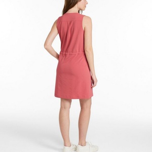 Vestido Midi Casual de Verano para Mujer con Estampado Floral, Elástico, Ecológico, de Seersucker, con Lazos de Encaje Calados y Logo Frontal en la Cintura Natural - Product Image 2