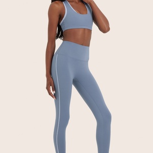 Ensemble soutien-gorge et short de sport sans couture pour femme, nouveau design, couleurs contrastées, respirant, idéal pour le yoga et le fitness – Vente chaude - Product Image 6