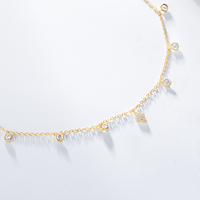 Collar Mlluki de Plata de Ley 925 con Cadena de Eslabones Dorados y Bisel Redondo en Forma de Rombo para Mujer, Personalizable