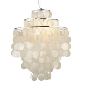 Pendent Lights Villas Wall Hanging Indoor Home 3 Layer 50 CM High White Lamp Rack Crystal Shell Chandelier