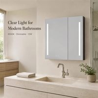Armoire de salle de bain en alliage d'aluminium avec miroir LED, 40x60x14cm, IP44, 6500K, dimmable, 12W, double porte en verre et métal