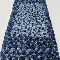 En stock en gros deux tons fleur de prunier brodé paillettes perles perles dentelle maille Net tissu robe de mariée fête scène Costume