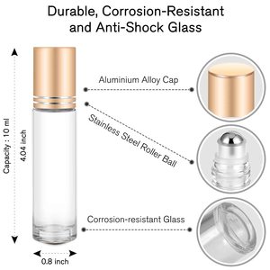 5ml <b>10ml</b> Essential Oil Roll on Clear Glass <b>Bottle</b> Metal Roller and Silver Cap - Product Image 2