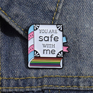 <span class=keywords><strong>2025</strong></span> nuevo You Are Safe With Me diseño de libro Pin de Metal Rainbow Lgbt Gay esmalte Pin para ropa sombreros Pin - Product Image 1