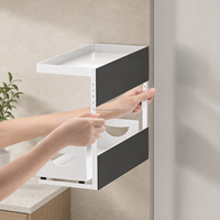 Doppelt magnetisches, wandmontiertes, wasserdichtes Edelstahl-Aufbewahrungsregal mit verstellbarer Höhe und verschiebbarem Organizer für die Waschküche