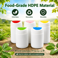 Flacon de 150 ml (200 cc) en PEHD de qualité alimentaire, couleur personnalisée, pour compléments alimentaires, pilules, vitamines, avec bouchon à clapet, rechargeable, pour comprimés