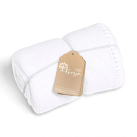 Recién llegado, manta de punto sólido de algodón orgánico de 75 * cm, nombre bordado personalizado, ropa de cama para niños, recepción de regalo para Baby Shower