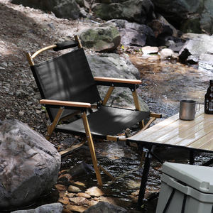 Starryheart เก้าอี้พับได้, เก้าอี้ตกปลาแบบพกพาทำจากไม้น้ำหนักเบาพร้อมที่วางแขน - Product Image 6