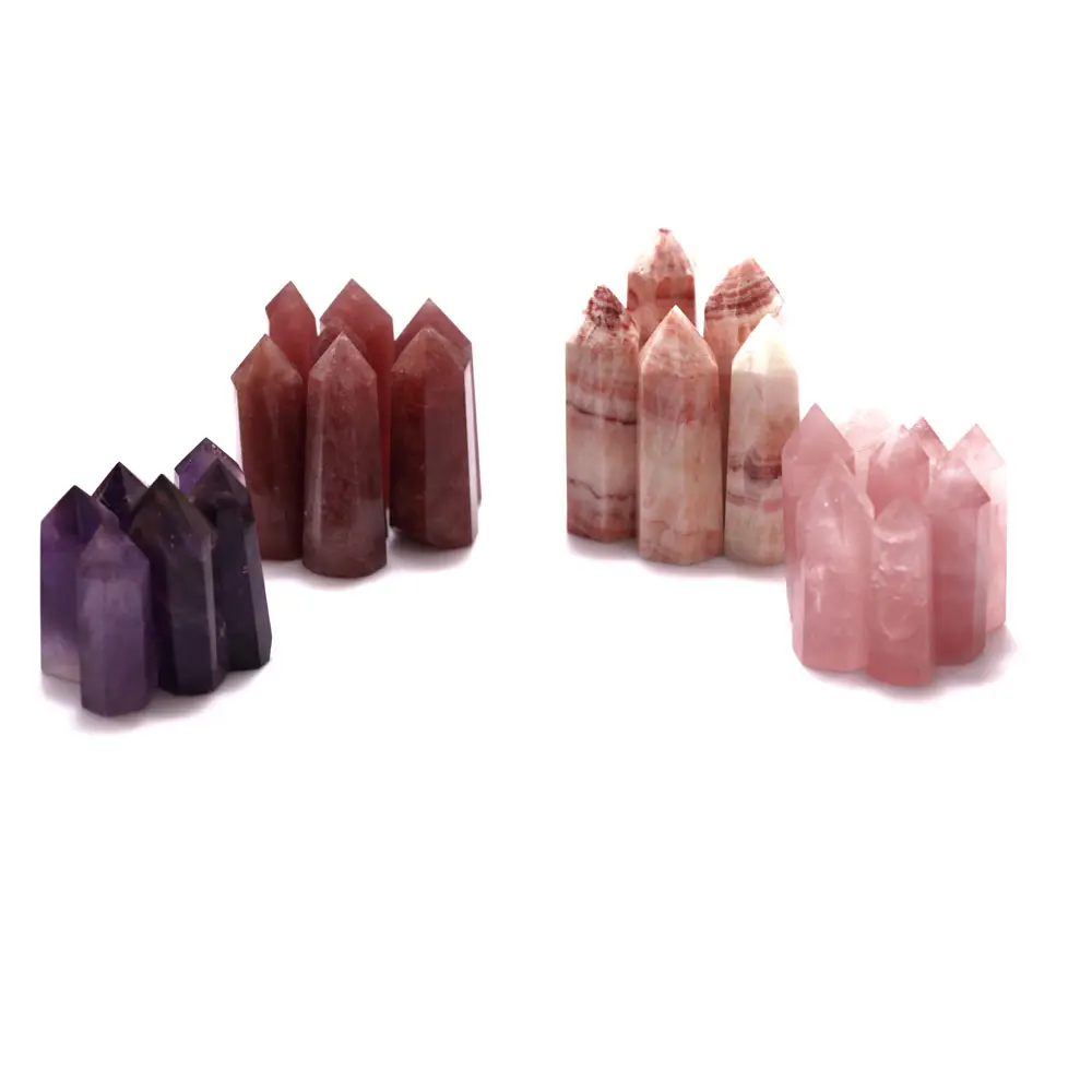 Varinha de cristal de quartzo natural, pedra preciosa para cura saudável, selenita, colorida, misturada, brinquedos