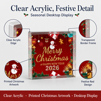 Plaque carrée en acrylique transparent épais imprimée sur mesure, motif bonhomme de neige festif, décoration de table de Noël, bloc acrylique, best-seller