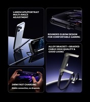 Kabel Data 2-in-1 Pengisian Cepat 240/65W 1.5m dengan Bracket Lipat, Pelindung Jalinan Nilon, dan Stand untuk Ponsel/Tablet, Tipe-C ke Tipe-C