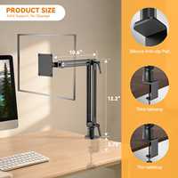 Support carré en alliage d'aluminium noir Jakeko pour iPad Pro 12.9/13, inclinable à 360°, robuste, support portable pour tablette, moniteur, 5.5 LBS