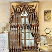 Vente en gros or de luxe européen, estampage Design voilage broderie rideau Jacquard rideau occultant tissu pour salon/
