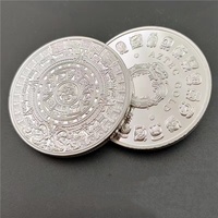 Pièce commémorative plaquée argent de conception DIY, motif Maya, calendrier aztèque, art, prophétie, culture, pièces de collection, pièce de défi personnalisée