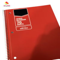 Cahier d'exercices scolaire personnalisé avec reliure spirale, formats A4/A5/A6, papier offset et couverture en carton, logo personnalisé