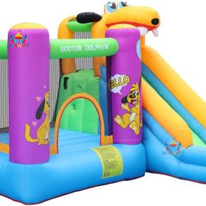 บ้านลมเป่าลมสำหรับเด็กเล่นกลางแจ้งราคาประหยัด ทำจากพีวีซี พร้อมสไลเดอร์และติดตั้งง่าย - Product Image 4