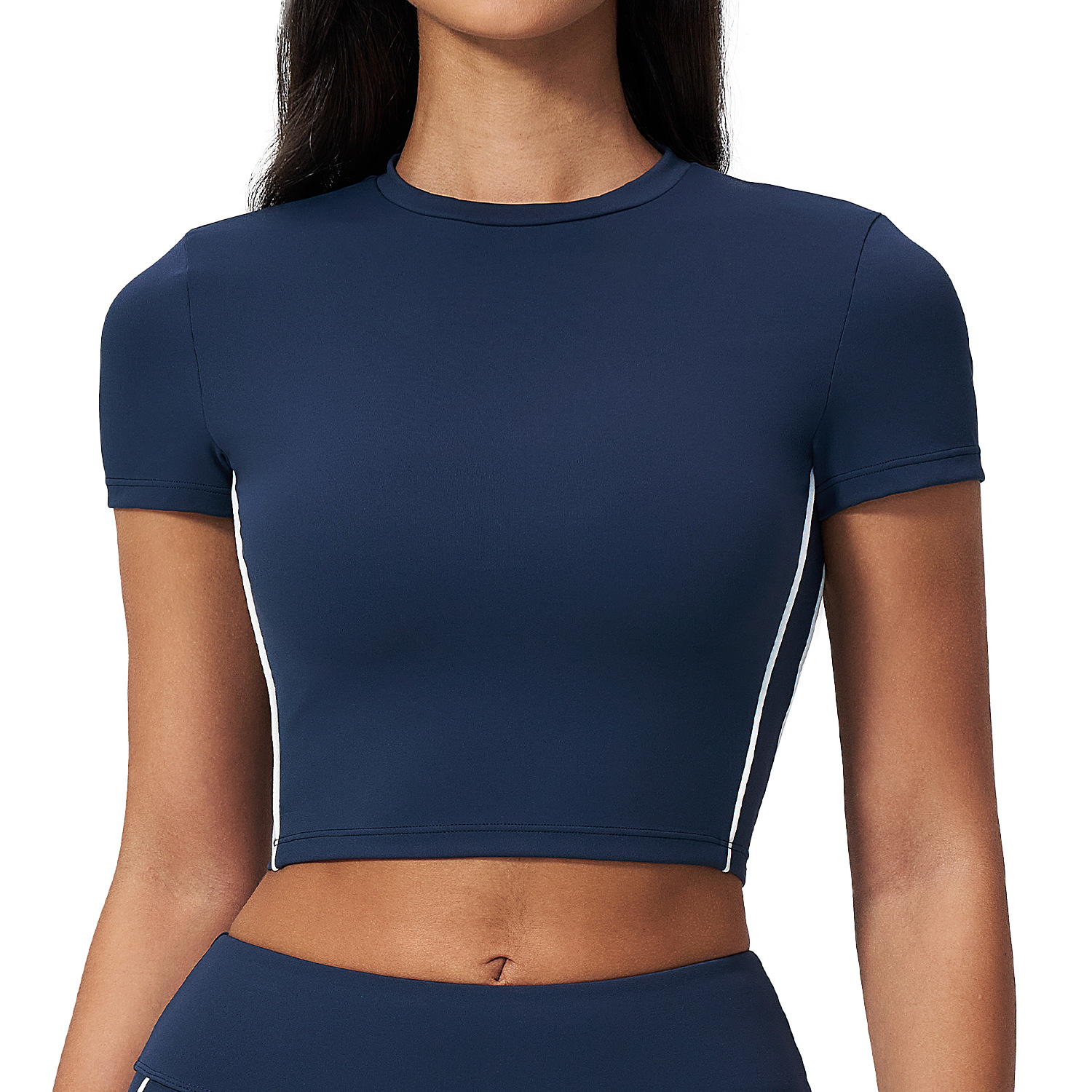 Women's Summer Yoga T-shirt Pilates Fitness Short-sleeved Tight Spandex/Nylon Four-Way Stretch Lightweight Quick-drying Sports