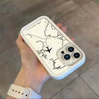 Coque de téléphone portable antichoc en TPU avec motif créatif d'avion et d'étiquette de carte, style objectif d'appareil photo, pour iPhone 11 12 13 14 15 16 17 18 Pro Max