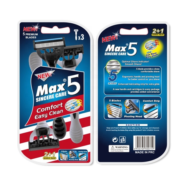 3 Pack 5-Blade Disposable Razors for Men for an Ultra-Soothing, Comfortable Face and Body Shaving